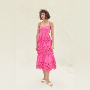 Elloise Midi Dress in Hot Pink